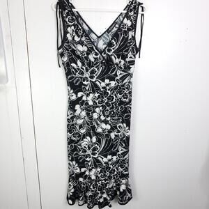 Vintage City Triangles Dress Womens M Babydoll Y2K Empire Waist Trumpet Ruffle